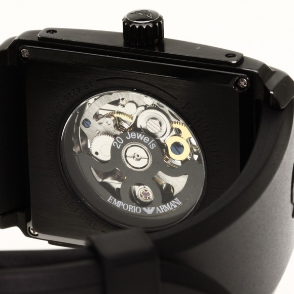 Emporio Armani Meccanico Black Rectangular Dial Silicone Strap Automatic Watch - Picture 3 of 15